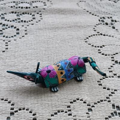 2 SMALLER ALEBRIJE OAXACAN HAND CARVED AND PAINTED SIGNED CREATURES