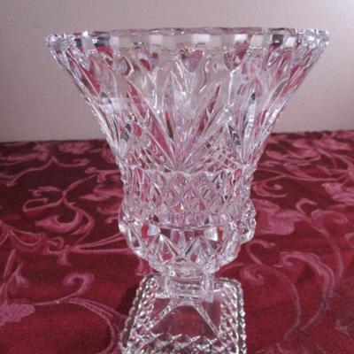 Vintage pressed glass footed vase