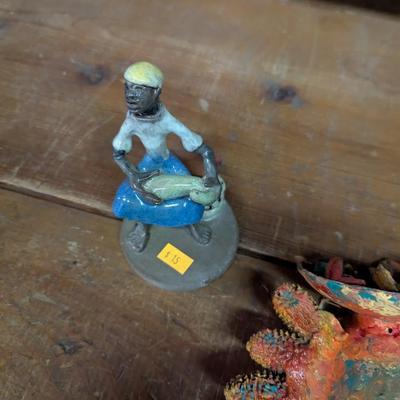 Hand Crafted Clay Figures & Mexican Folk Art Painted Coconut