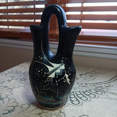 HOZONI POTTERY WEDDING VASE PAINTED BY NATIVE AMERICAN ARTISTS