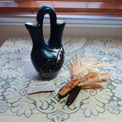 HOZONI POTTERY WEDDING VASE PAINTED BY NATIVE AMERICAN ARTISTS