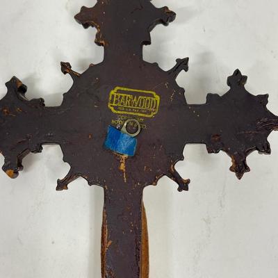Vintage Barwood Small Crucifix, Christian Wall Art, Catholic Home Decor