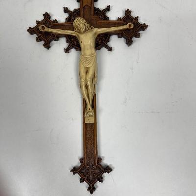 Vintage Barwood Small Crucifix, Christian Wall Art, Catholic Home Decor