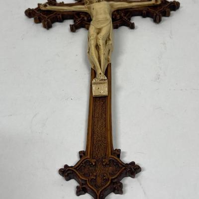 Vintage Barwood Small Crucifix, Christian Wall Art, Catholic Home Decor