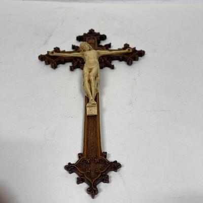 Vintage Barwood Small Crucifix, Christian Wall Art, Catholic Home Decor
