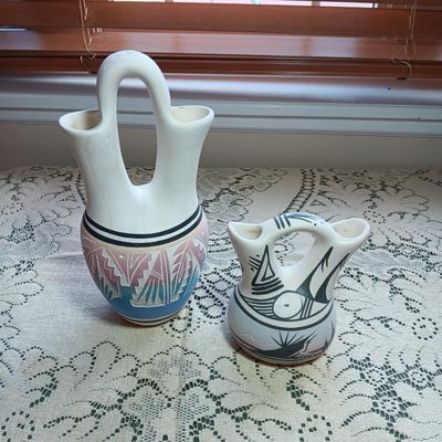2 SIGNED NAVAJO WEDDING VASES