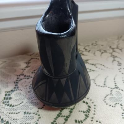 SIGNED NATIVE AMERICAN BLACKWARE WEDDING VASE