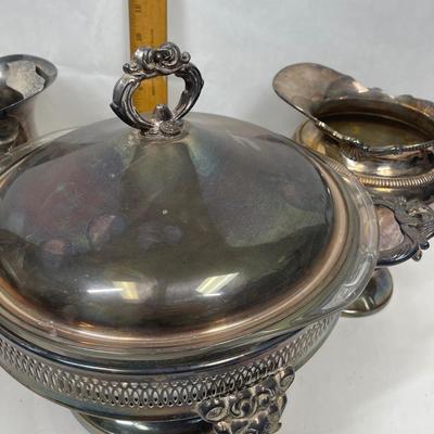 Vintage Silverplate Chafing Dish and Pitchers