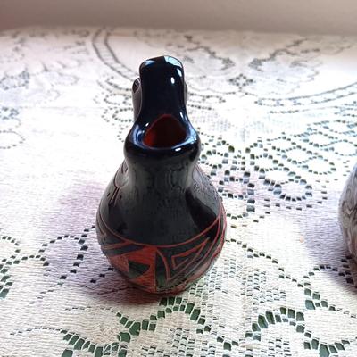 2 SIGNED NAVAJO WEDDING VASES AND VOTIVE CANDLE BOOTIE