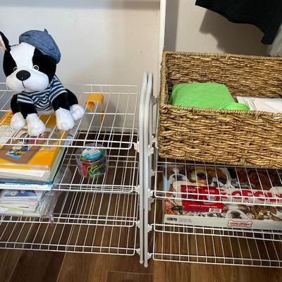 Wire shelving with folding step stool