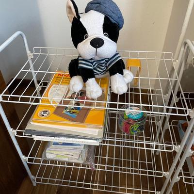 Wire shelving with folding step stool