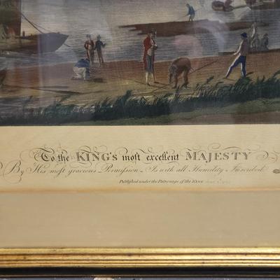 Antique Robert Dodd "View Of The River & Shipping At Limehouse" Framed Print (B4-KD)