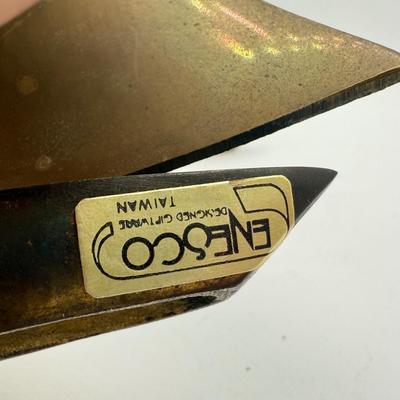 LOT 2L: Enesco 3-Piece Brass Sailboat Statue Set