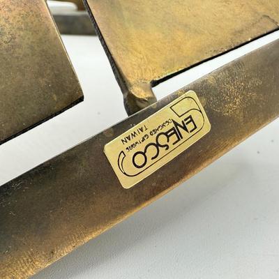 LOT 2L: Enesco 3-Piece Brass Sailboat Statue Set