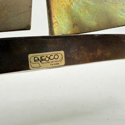 LOT 2L: Enesco 3-Piece Brass Sailboat Statue Set