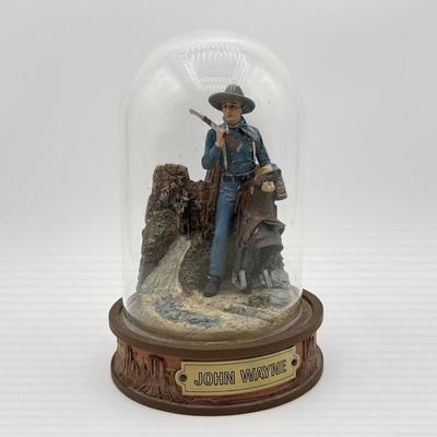 LOT 4L: Franklin Mint John Wayne Limited Edition Sculptures w/ Glass Cloches