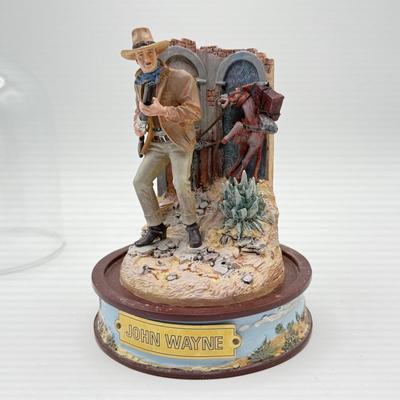 LOT 4L: Franklin Mint John Wayne Limited Edition Sculptures w/ Glass Cloches