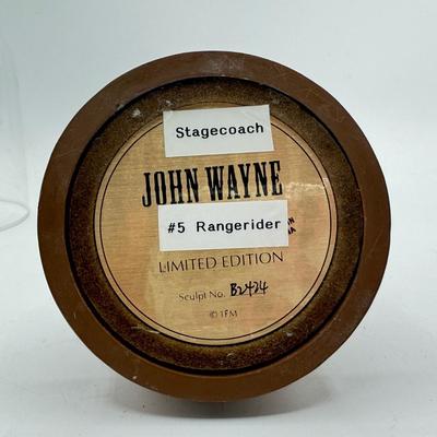 LOT 4L: Franklin Mint John Wayne Limited Edition Sculptures w/ Glass Cloches