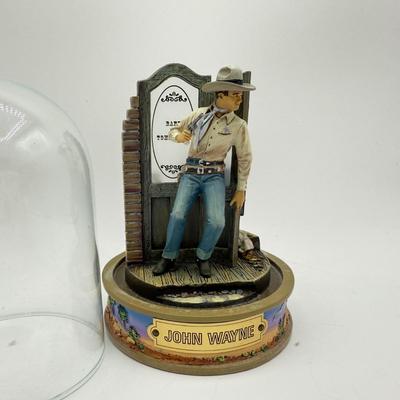 LOT 4L: Franklin Mint John Wayne Limited Edition Sculptures w/ Glass Cloches
