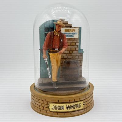 LOT 4L: Franklin Mint John Wayne Limited Edition Sculptures w/ Glass Cloches