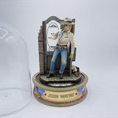 LOT 4L: Franklin Mint John Wayne Limited Edition Sculptures w/ Glass Cloches