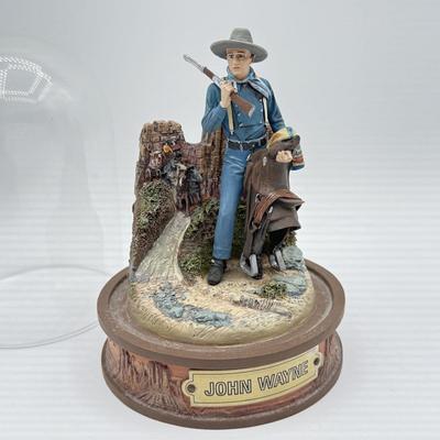LOT 4L: Franklin Mint John Wayne Limited Edition Sculptures w/ Glass Cloches