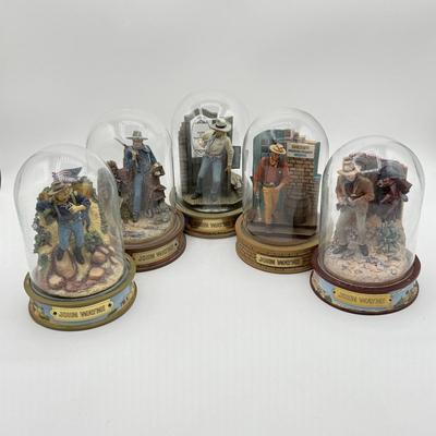 LOT 4L: Franklin Mint John Wayne Limited Edition Sculptures w/ Glass Cloches