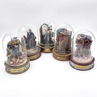 LOT 4L: Franklin Mint John Wayne Limited Edition Sculptures w/ Glass Cloches