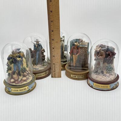 LOT 4L: Franklin Mint John Wayne Limited Edition Sculptures w/ Glass Cloches