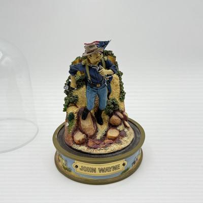 LOT 4L: Franklin Mint John Wayne Limited Edition Sculptures w/ Glass Cloches