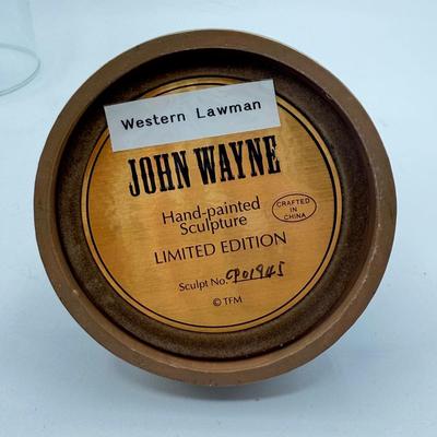 LOT 4L: Franklin Mint John Wayne Limited Edition Sculptures w/ Glass Cloches