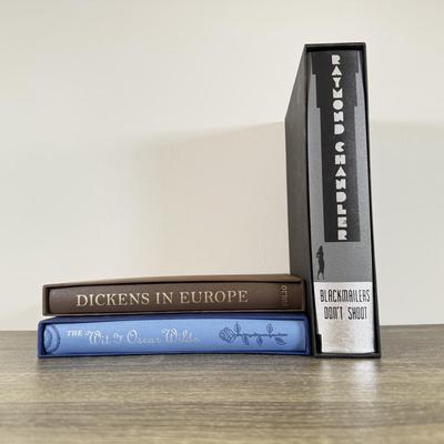 LOT 8L: Folio Society Books - 2007 Blackmailers Don't Shoot by Raymond Chandler, 2010 Dickens in Europe & 2009 The Wit of Oscar...