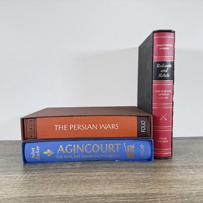 LOT 9L: Folio Society Books - 2006 Redcoats and Rebels by Christopher Hibbert, 2002 The Persian Wars by A. R. Burn & 2015 Agincourt...