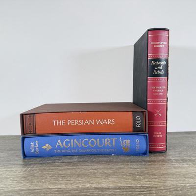 LOT 9L: Folio Society Books - 2006 Redcoats and Rebels by Christopher Hibbert, 2002 The Persian Wars by A. R. Burn & 2015 Agincourt...