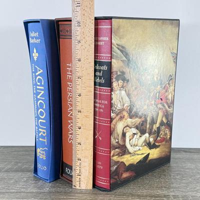 LOT 9L: Folio Society Books - 2006 Redcoats and Rebels by Christopher Hibbert, 2002 The Persian Wars by A. R. Burn & 2015 Agincourt...