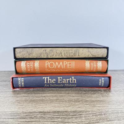 LOT 11L: Folio Society Books - 2011 The Earth: An Intimate History by Richard Fortey, 2008 Pompeii by Mary Beard & 2007 Pompeii &...
