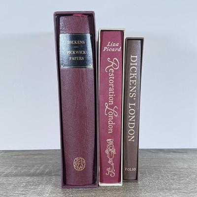 LOT 15L: Folio Society Books - 2005 Pickwick Papers by Charles Dickens, 2012 Restoration London by Liza Picard & 2014 Dickens'...