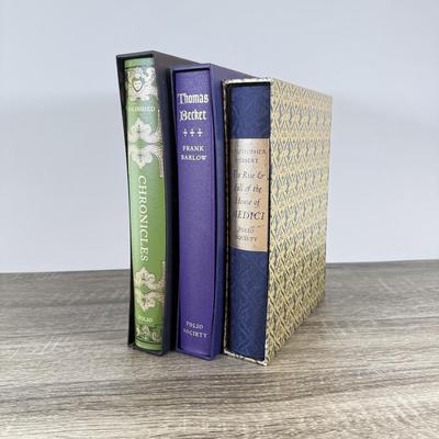 LOT 16L: Folio Society Books - 2012 Chronicles by Raphael Holinshed, 2002 Thomas Becket by Frank Barlow & 2003 The Rise & Fall of...