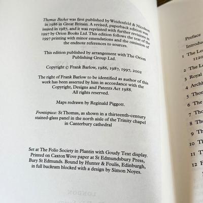 LOT 16L: Folio Society Books - 2012 Chronicles by Raphael Holinshed, 2002 Thomas Becket by Frank Barlow & 2003 The Rise & Fall of...