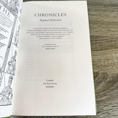 LOT 16L: Folio Society Books - 2012 Chronicles by Raphael Holinshed, 2002 Thomas Becket by Frank Barlow & 2003 The Rise & Fall of...