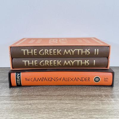 LOT 17L: Folio Society Books - 2005 The Greek Myths by Robert Graves 2-Vol Box Set & 2012 The Campaigns of Alexander by Arrian...