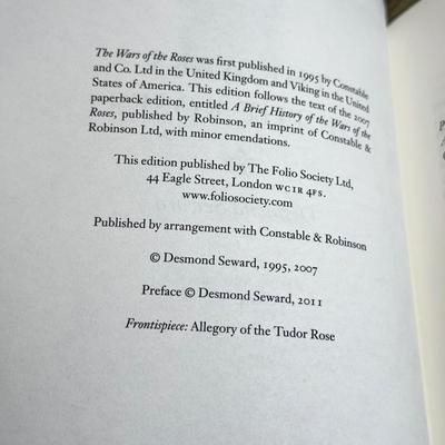 LOT 21L: Folio Society Books - 2010 The Thirty Years War by C. V. Wedgwood, 2011 The War of the Roses by Desmond Seward & 2009 The...