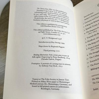 LOT 21L: Folio Society Books - 2010 The Thirty Years War by C. V. Wedgwood, 2011 The War of the Roses by Desmond Seward & 2009 The...