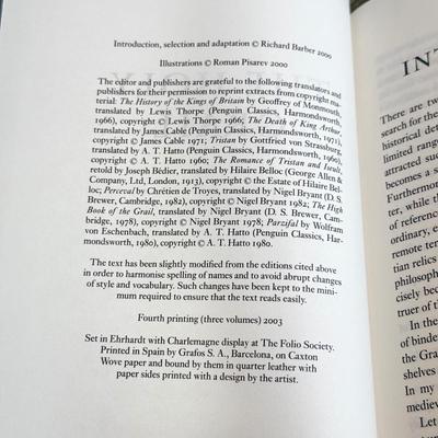 LOT 23L: 2003 Folio Society Legends of King Arthur 3 Volume Box Set - The Holy Grail, Tristan & Arthur