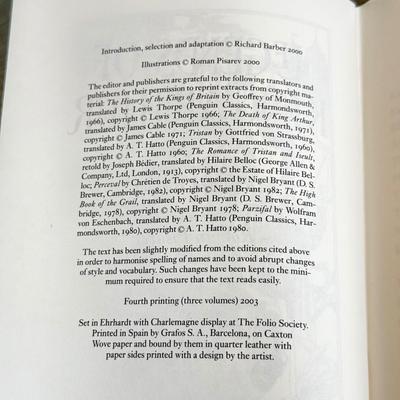 LOT 23L: 2003 Folio Society Legends of King Arthur 3 Volume Box Set - The Holy Grail, Tristan & Arthur