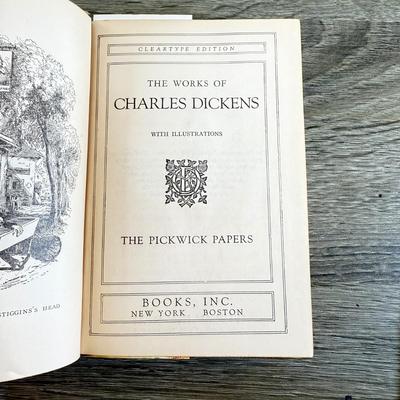 LOT 24L: Antique / Vintage Books by Charles Dickens - Late 1800s Pickwick Papers, Vintage Pickwick Papers & 1930s Sketches by Boz