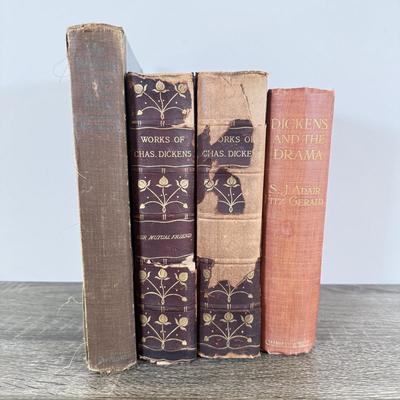 LOT 25L: 1904 Christmas Books/Great Expectations & Our Mutual Friend by Charles Dickens, 1910 Dickens and the Drama by S. J. Adair...