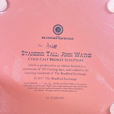 LOT 27L: 2017 Limited Edition Bradford Exchange "Standing Tall: John Wayne" Cold-Cast Bronze Sculpture A0288