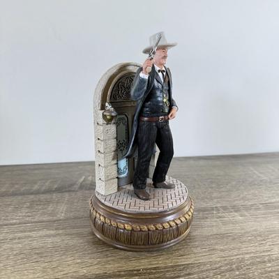 LOT 28L: Bradford Exchange John Wayne: Silver Screen Legend Illuminated Figurines - 2021 "Justice" No. 0216 & 2018...