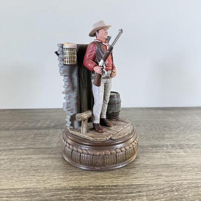 LOT 28L: Bradford Exchange John Wayne: Silver Screen Legend Illuminated Figurines - 2021 "Justice" No. 0216 & 2018...